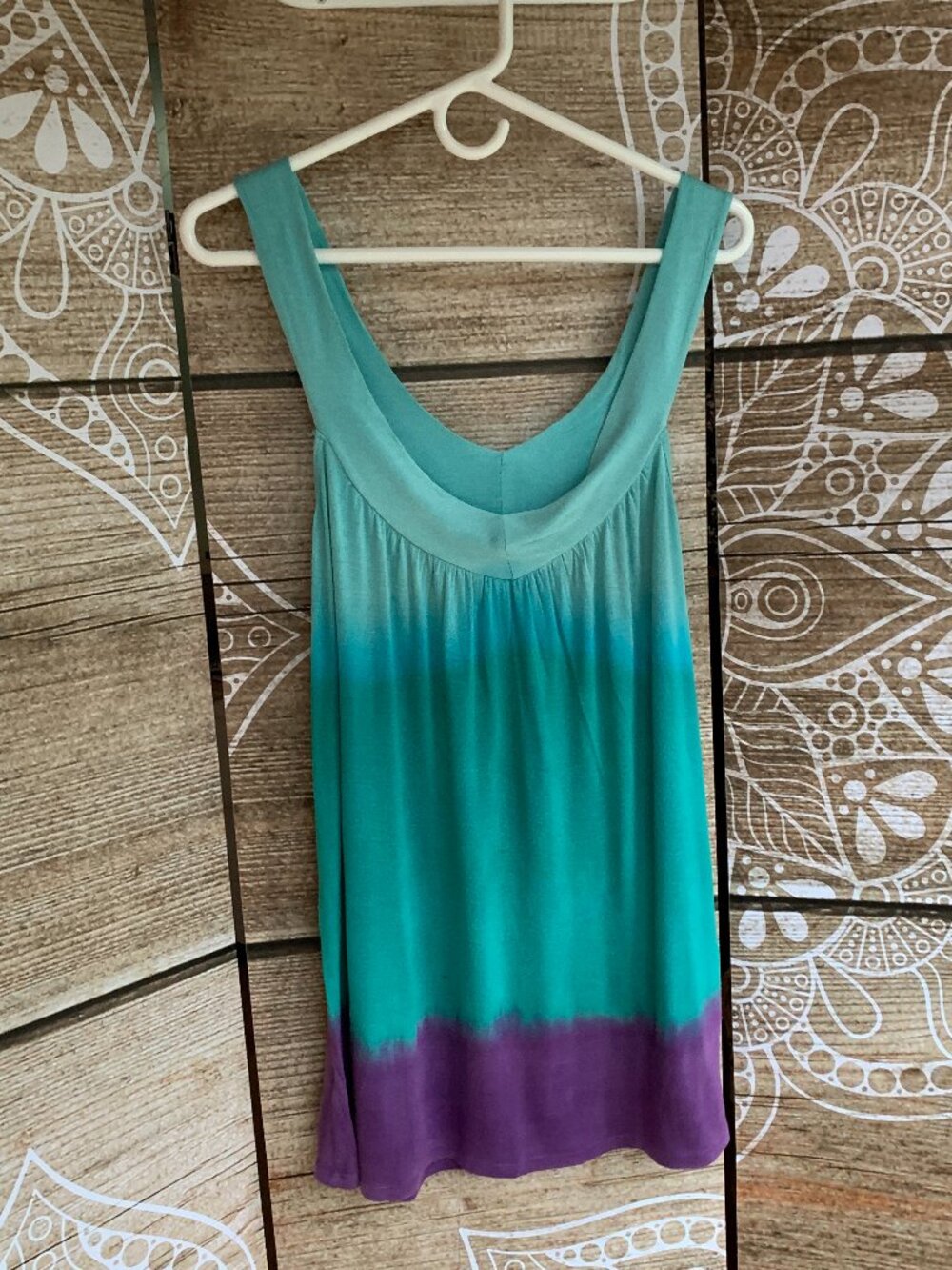 Pattoway Ombre Dip Dye Tank Top Size [?] Teal Purple Boho Festival Summer Flowy